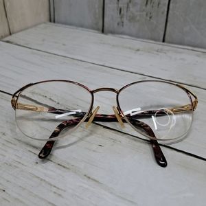 Vtg 80s Camelot Lady 511 Half-Rim Metal Bourdau 130 Gold Tortoise Eyewear Frames
